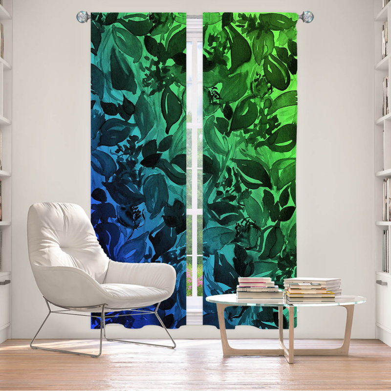 Ensemble de rideau 2 pièces Blossoms Unchained, Turquoise, L 20 po x L 82 po