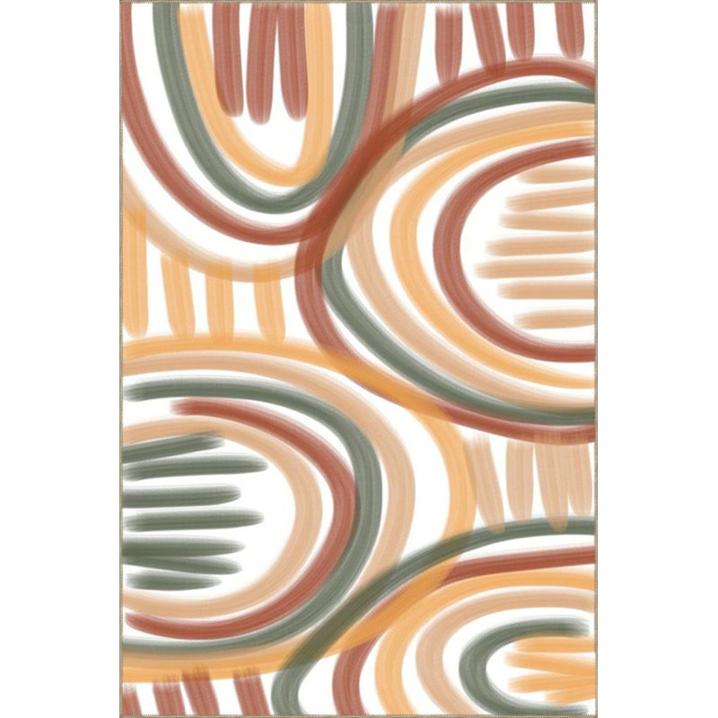 Tapis rond rond à motif géométrique lavable, Sous-tapis rectangulaire 2 pi 6 po x 4 pi 11 po
