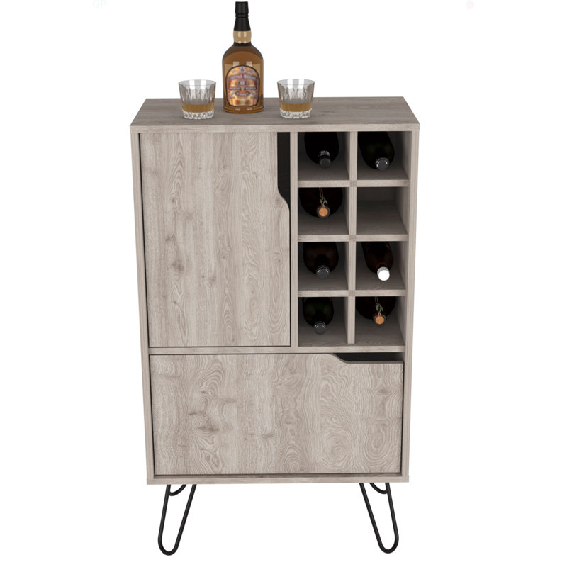 Bar Manhattan, huit porte-bouteilles encastrés, porte simple Manhattan, H 40,94 po x l 23,85 po x P 13,25 po