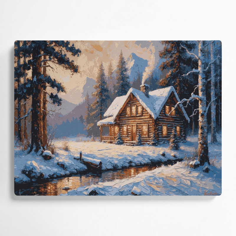 «Thanksgiving Cozy chalet», art mural en métal gris
