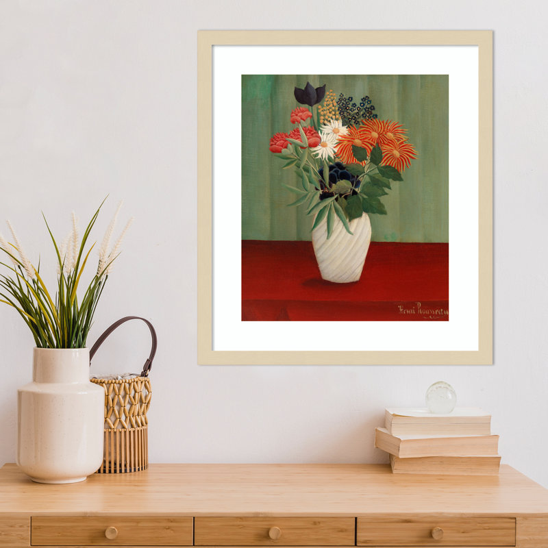 "Bouquet de fleurs" par Henri Rousseau, Brun, H 21 po x l 19 po x P 1 po