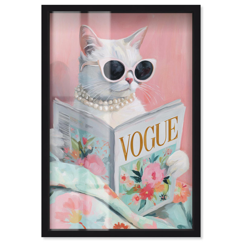 Décoration murale printanière pour animal de compagnie, "Spring magazine" par Art Remedy, cadre noir, 17 x 25