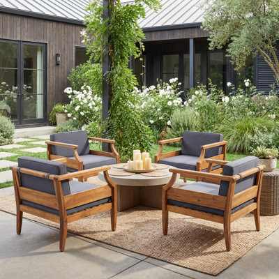 Chaise de patio d'extérieur avec coussins Leist