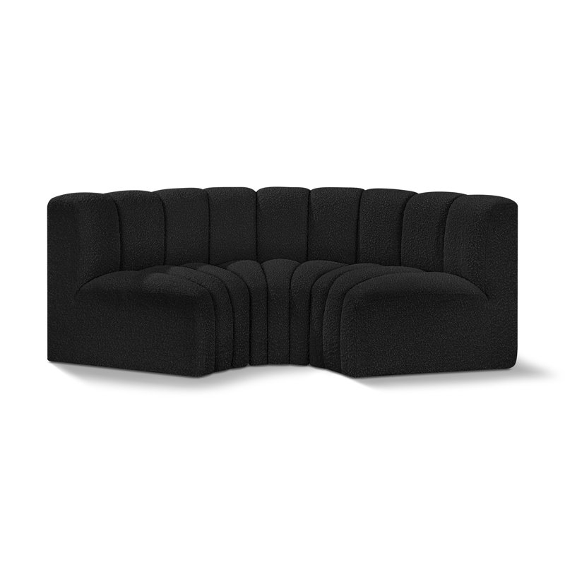 Hollybeth Upholstered Sofa & Chaise, Black Boucle Fabric