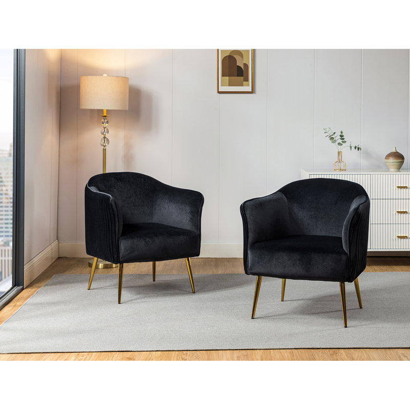 Fauteuil demi-tonneau de 27,5 po Monan, Velours noir