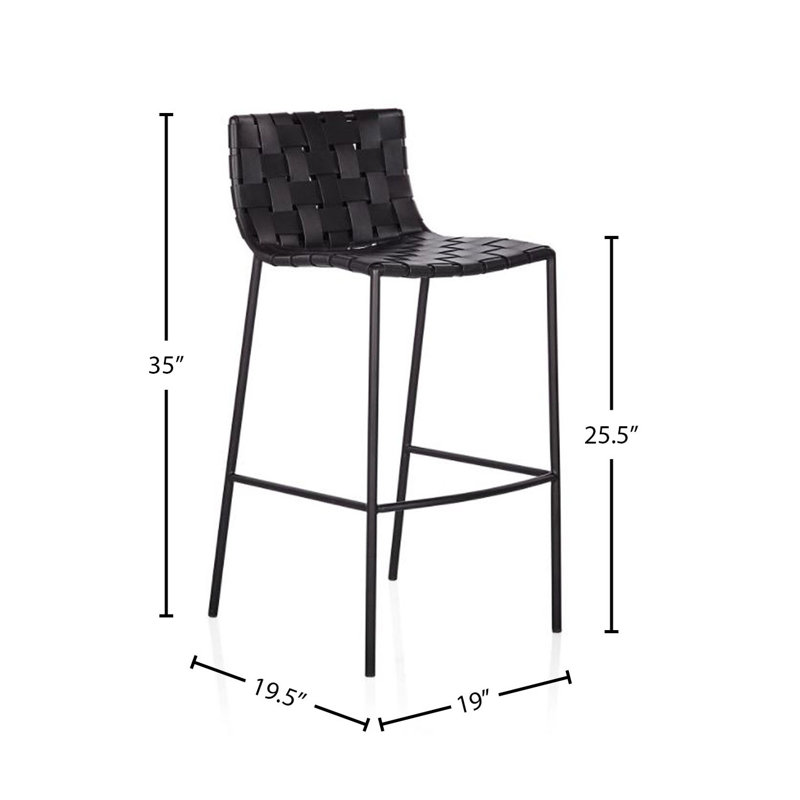 Tabouret de bar et de comptoir Laimonas, Tabouret de comptoir (siège d'une hauteur de 25,5, Noir