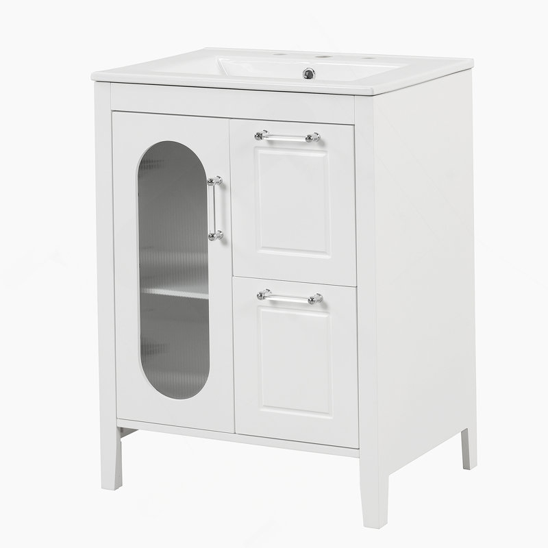 Meuble-lavabo avec lavabo, meuble-lavabo avec tiroirs et tablette réglable