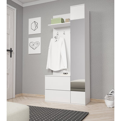 Entrance wardrobe GREEN 90 cm W Hall Tree with Shoe Storage