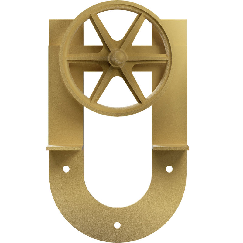 Ensemble de quincaillerie de porte de grange simple standard Premium Wagon Wheel Horseshoe Roller Hanger, Or Jacob
