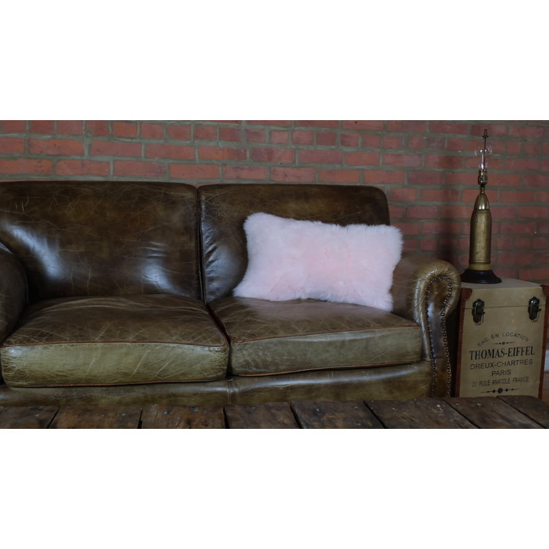 Taupe New Zealand Sheepskin Square Throw Pillow