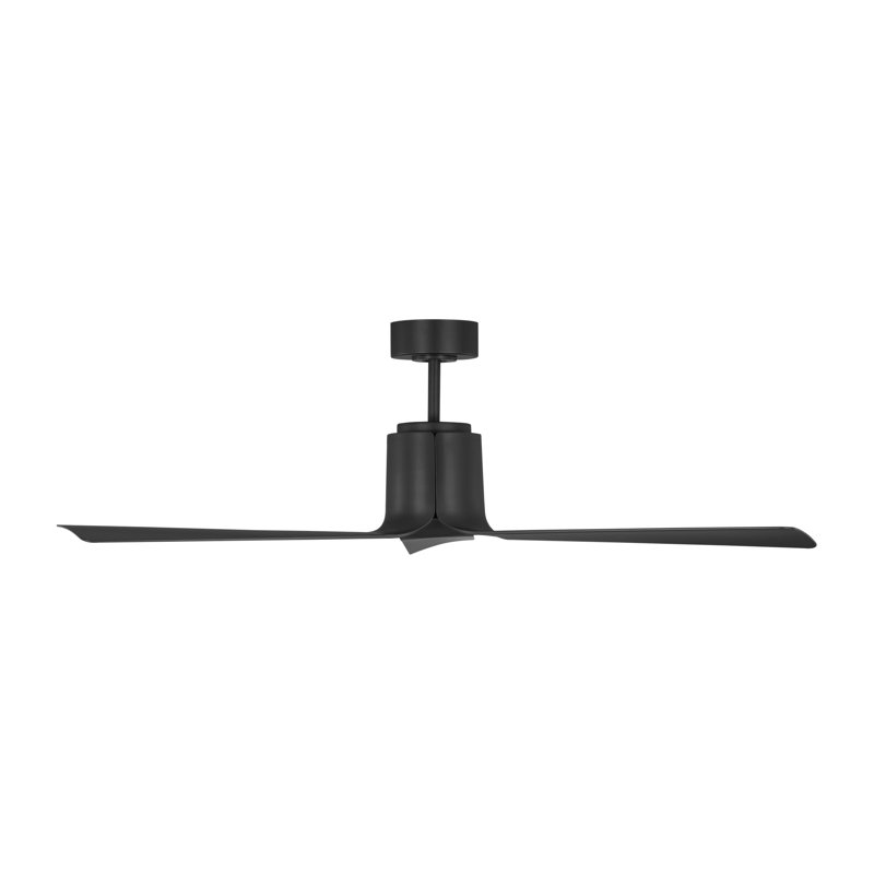 Visual Comfort Fan Peel Smart 52 LED Indoor Ceiling Fan with Threaded Downrod, Midnight Black ABS blades and Handheld Remote