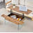 43.3-inch coffee table with height-adjustment function (with storage space) combines rustic style with tempered glass, space-saving design, multiple color options, suitable for living room and office, Natural Wood-244414329