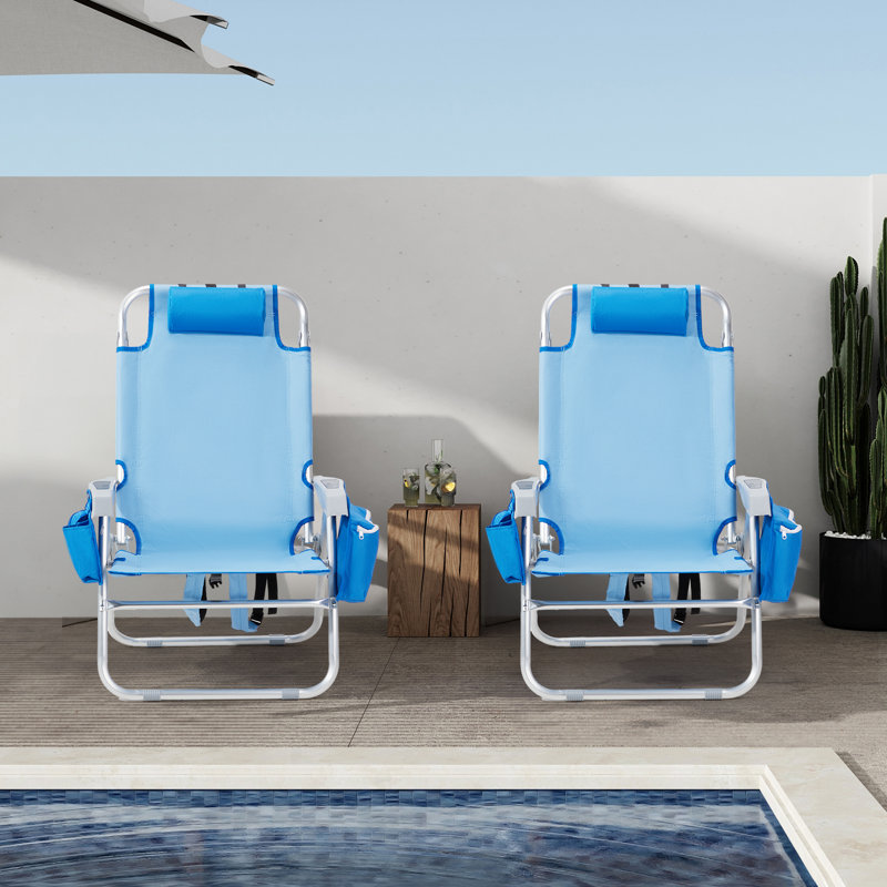 Blue Aluminum Folding Beach Chair(Set Of 2)