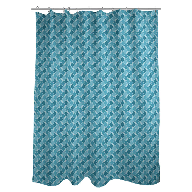 Rideau simple à motif de losanges Retro, Bleu