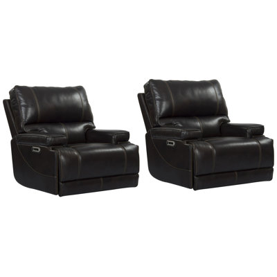 Adlan 41" Top Grain Leather Power Recliner with Adjustable Headrest - Powered By Freemotion Arms Two Pack