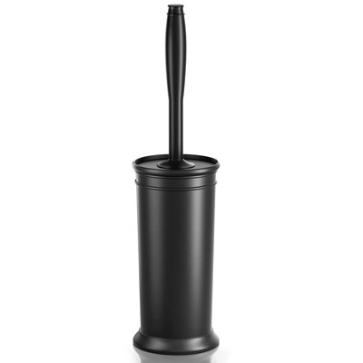 Toilet Bowl Brush With Extra Long Handle Durable Bristles Toilet Scrubber And Covered Holder For Toilet Brush Set(Black, 1 Set)