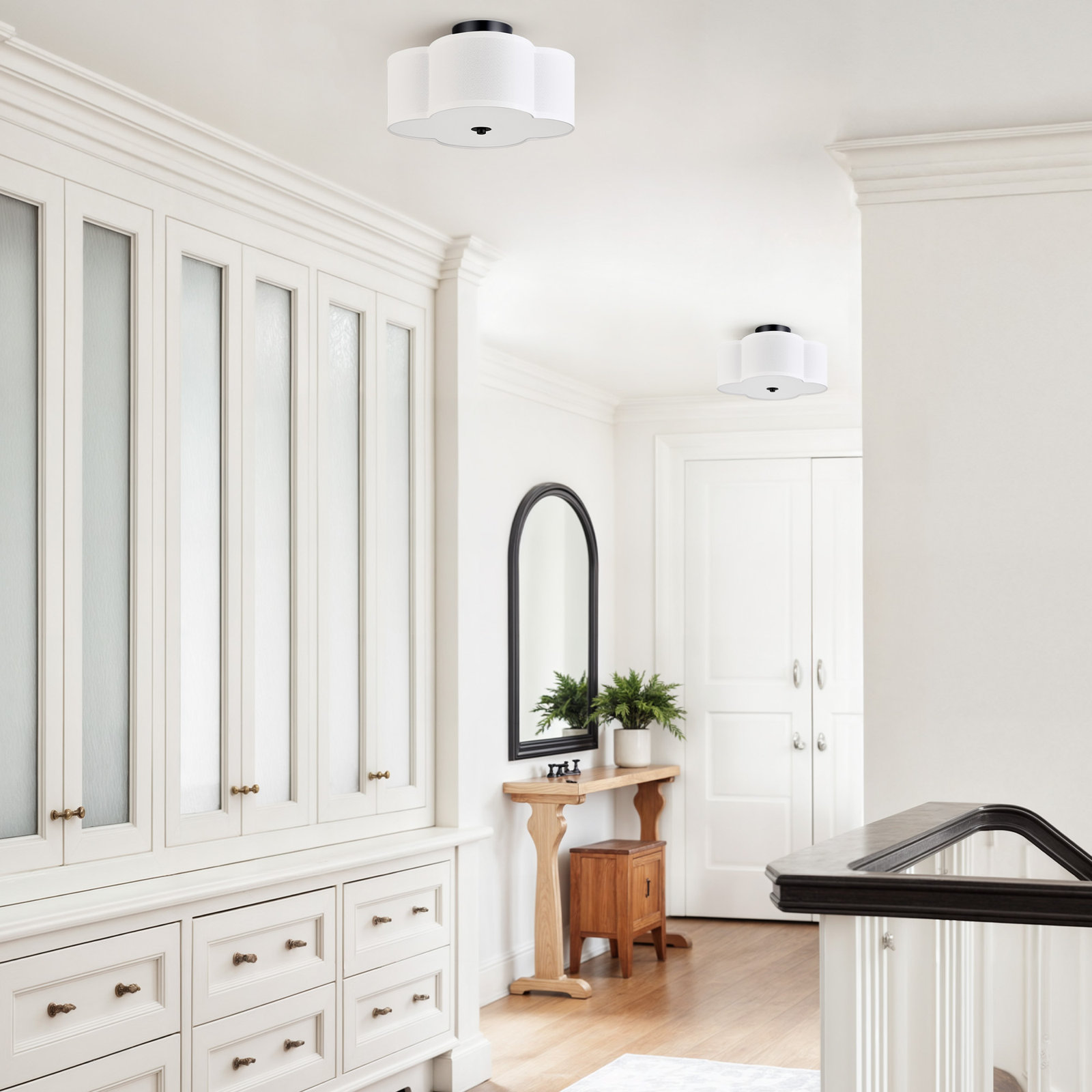 Venoy 4-Light Semi Flush Mount, 6.9" H x 12.6'' W x 12.6" D, Black