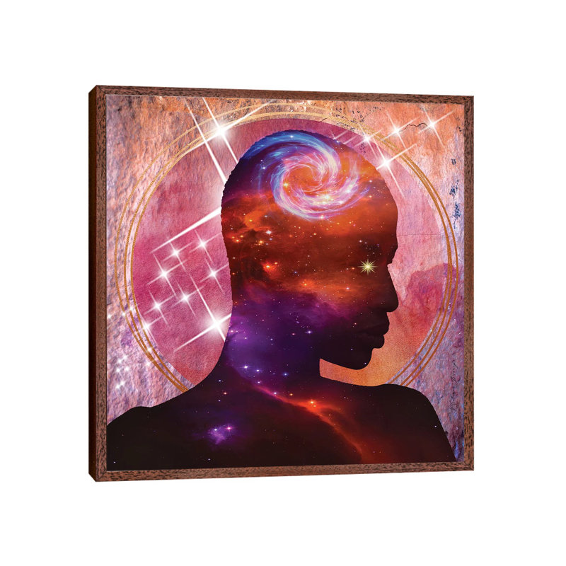 I Am The Universe by Yvonne Coleman Burney - Print on Canvas, 45.72 cm H x 45.72 cm W, Classic Brown Wood Framed