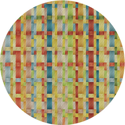 Tapis vert/orange à motifs