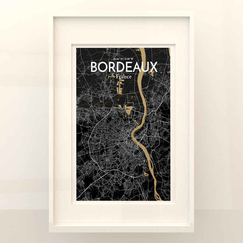 Bordeaux City Map In Luxe - No Frame Print, 36cm H x 24cm W x 0.05cm D