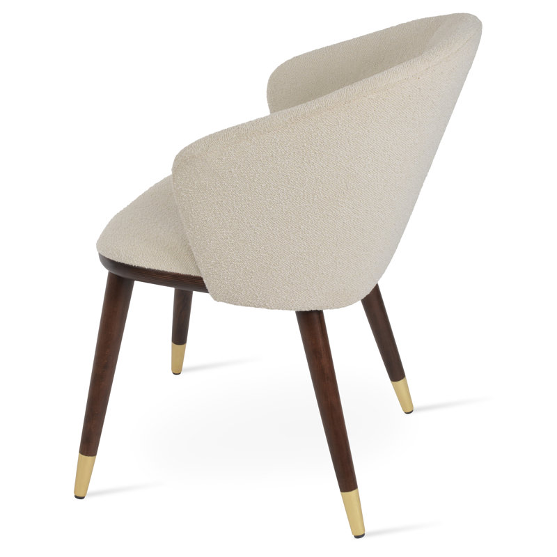 Fauteuil Athena en tissu blanc cassé Boucle