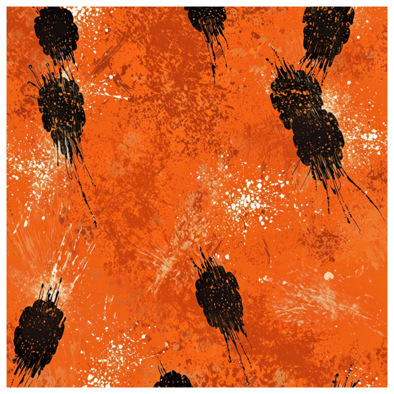 Édredon orange avec éclaboussures noires, Lit simple
