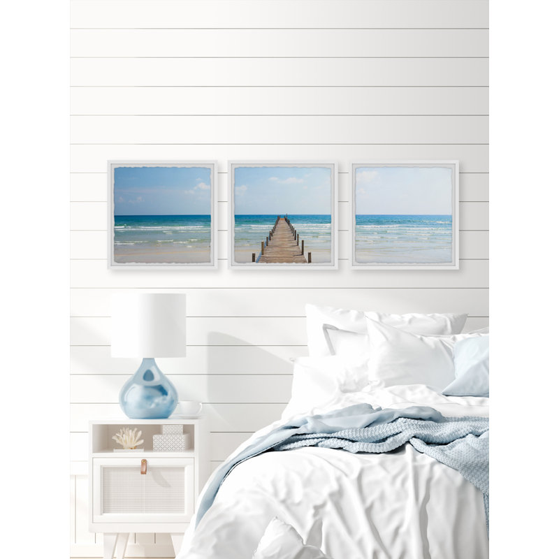 Lusk Oceans In Motion by Marmont Hill - 3 Piece Single Picture Frame Painting, 30cm H x 91cm W x 3.81cm D