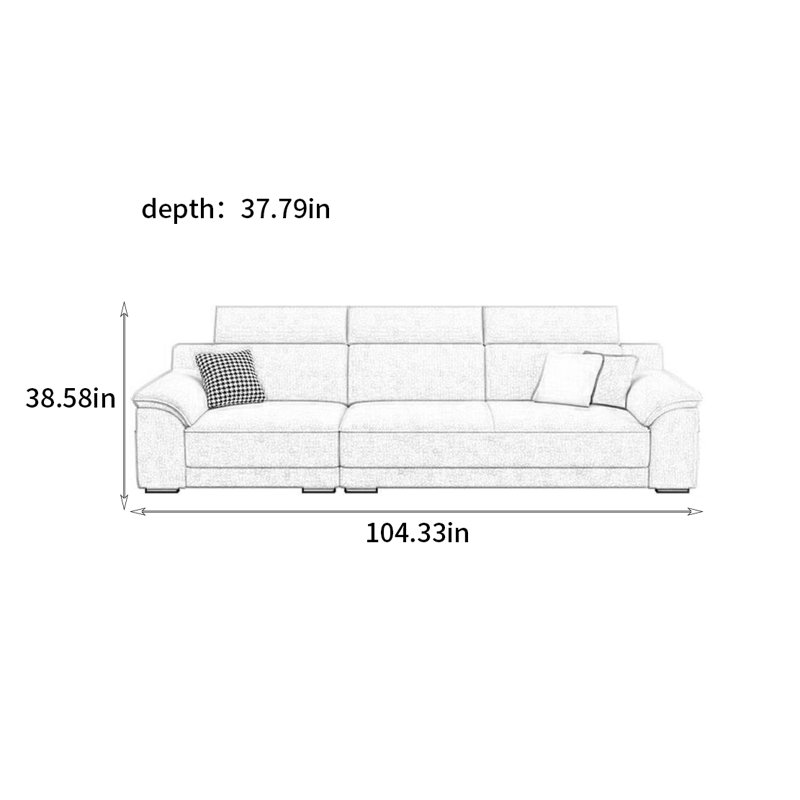 American modern simple sofa, 38.58" H x 104.33" W x 37.79" D