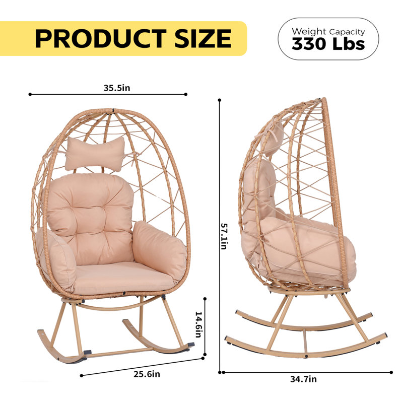 Fauteuils à bascule pliables et fauteuils oscillants, fauteuil à œufs en rotin Pe pour la maison