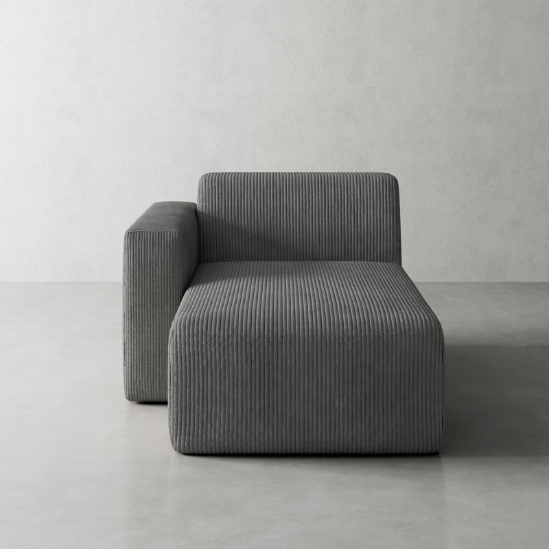 Chaise longue simple en velours côtelé Berlare, Gris