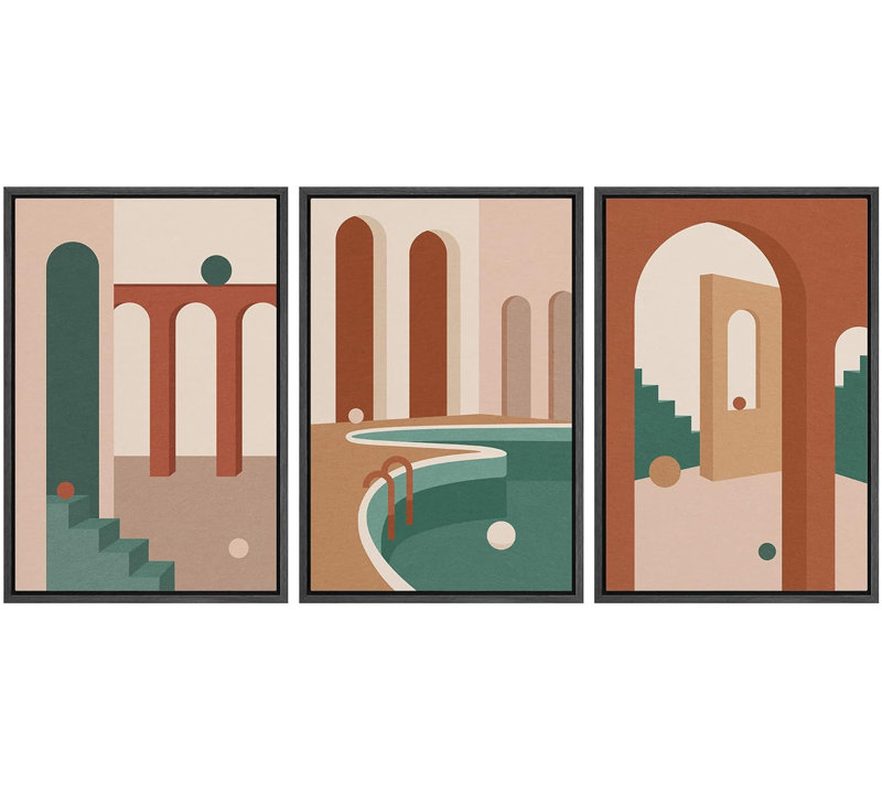 Architecture Building 3 - Pieces, 24" H x 48" W, Black