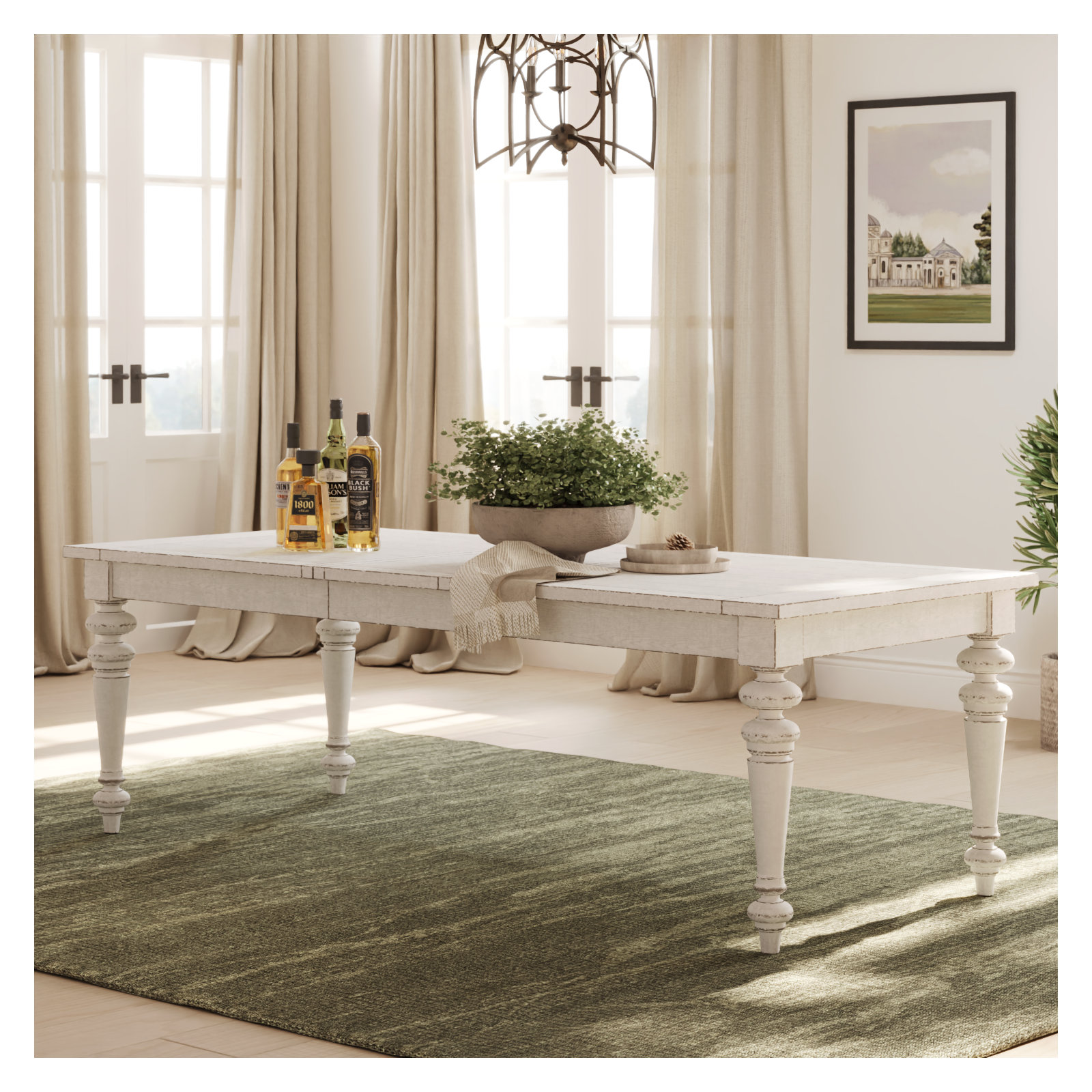 Crain Norene Extendable Solid Wood Dining Table, 30" H x 72" L x 40" W, White
