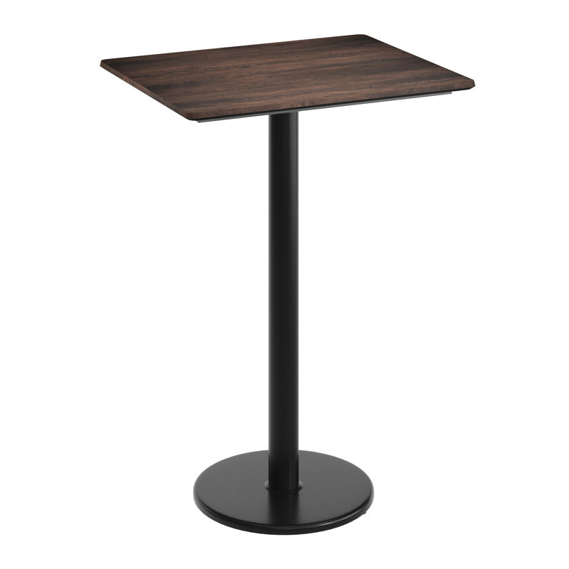 Commercial Seamless Surface Tabletop with Bar Height Round Base, Brown, 42"H x 29.75"L x 23.75"W