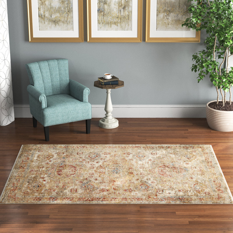 Tapis oriental doré / taupe Brincken, Rectangle 5 pi x 7 pi 8 po