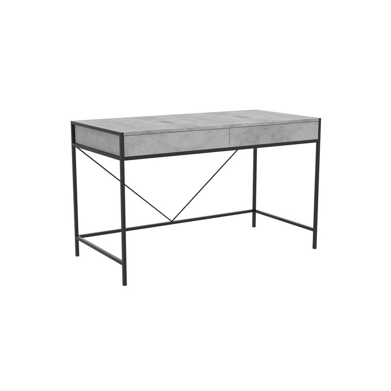 Lorentz Metal Base Computer Desk, Gray Cement