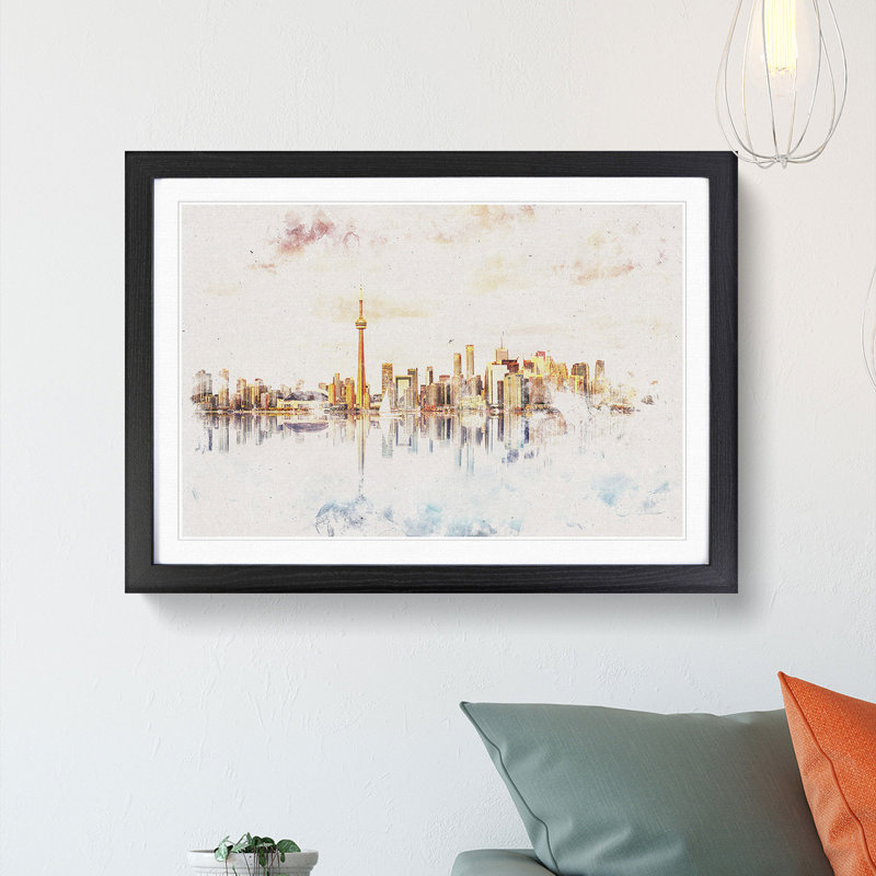 Reflection of the Toronto Skyline - Picture Frame Painting Print, 45cm H x 63cm W x 2cm D, Black Framed