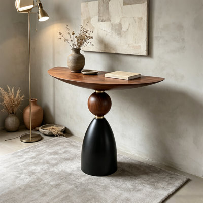 Console simple en bois massif semi-circulaire