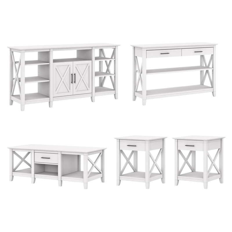 Ensemble de tables basses 5 pièces Kaionna, Chêne blanc pur