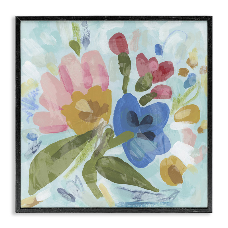 Giclée encadrée de fleurs pop élégantes, design par June Erica Vess, Giclée encadrée noir minuit, H 12 po x l 12 po