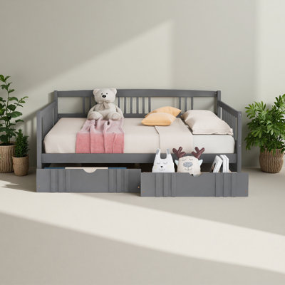 Full Size Daybed Wood Bed With Two Drawers