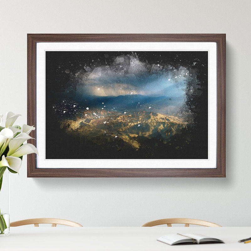 Sunlight over Lalibela in Ethiopia Paint Splash - Picture Frame Graphic Art, Walnut, 65cm H x 90cm W x 2cm D
