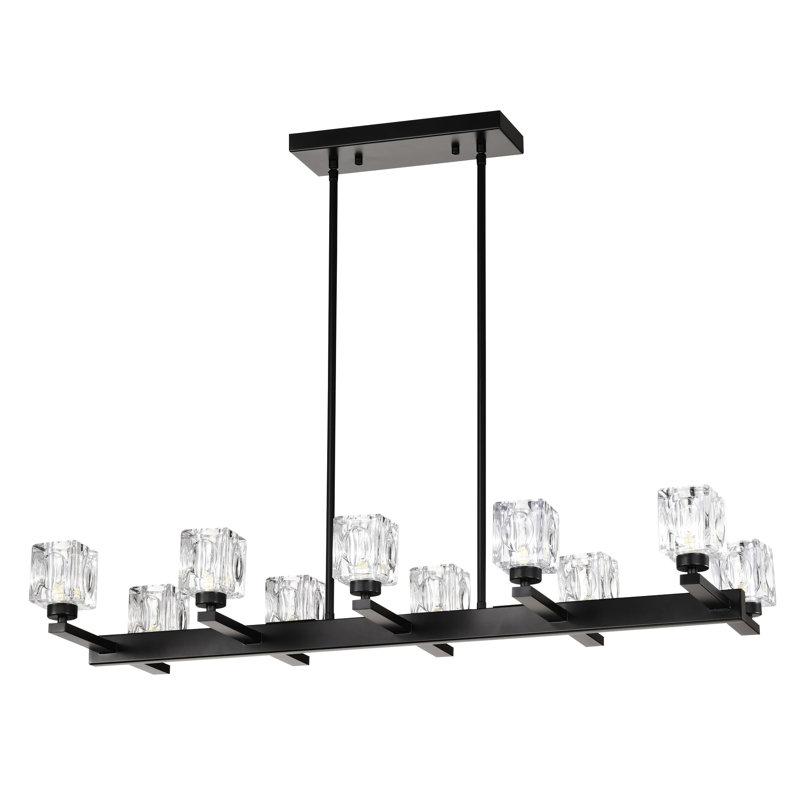 Noir pour îlot de cuisine - 10 - Luminaire suspendu en cristal moderne à hauteur ajustable G9 10 x G9 * Max 40W de style rétro, installation simple et mat, finition