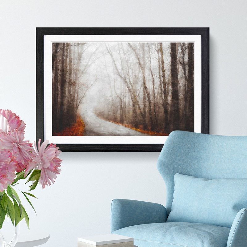 Woodland Road - Picture Frame Painting Print, 45cm H x 63cm W x 2cm D, Black Framed