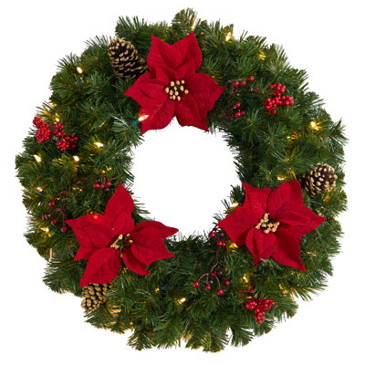Faux Lighted 24'' Wreath
