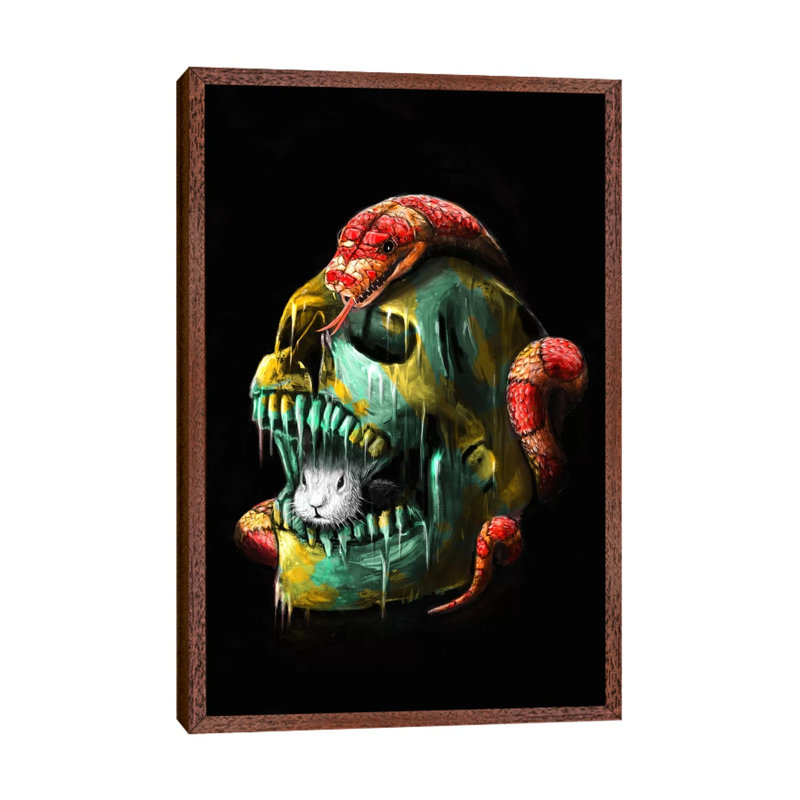 Fear And Desire by Nicebleed - Print on Canvas, 101.6cm H x 66.04cm W x 3.81cm D, Classic Brown Wood Framed