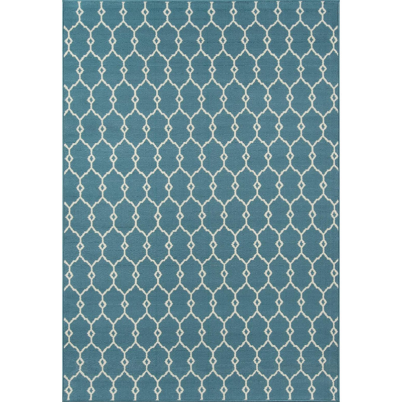 Tapis intérieur / extérieur bleu Yepez, Rectangle 3 pi 11 po x 5 pi 7 po