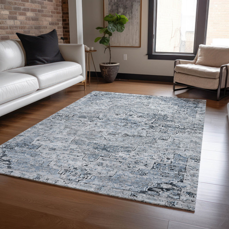 Machine Washable Indoor/Outdoor Xhevrie Sky Rug, Rectangle 2'6" x 3'10"