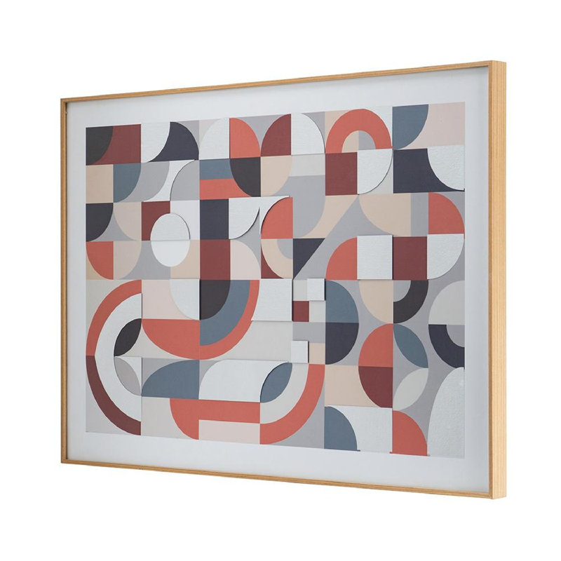Multicolor Abstract Geometric Framed Mirror Art 23.8" x 33.6"