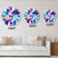 Horloge murale moderne formes organiques en mauve et turquoise I-1003458334