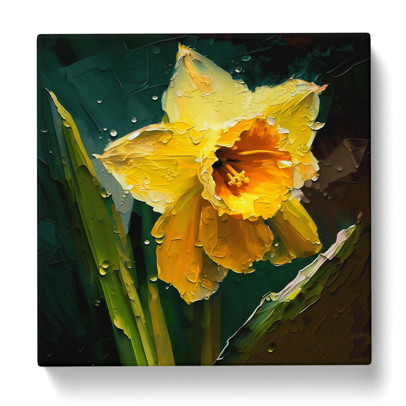 Daffodil Palette Knife Painting - Wrapped Canvas, 50cm H x 50cm W x 3cm D
